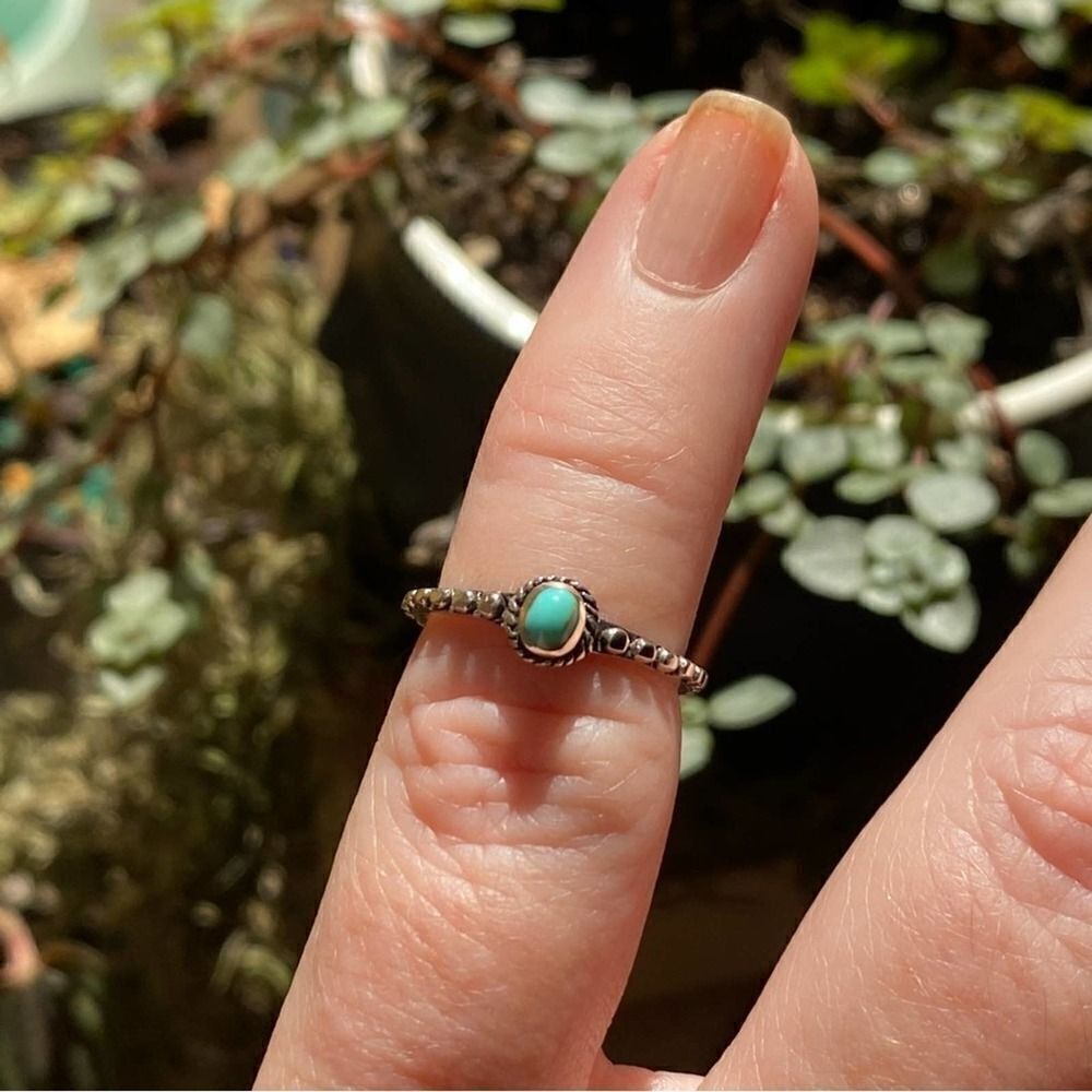 Sterling Silver Bali Style Turquoise Toe Ring Adjustable - Picture 3 of 4